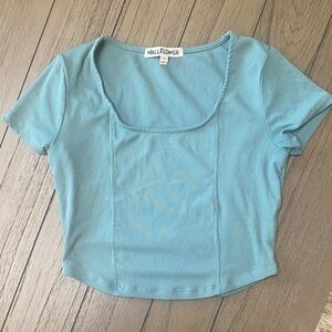 Wallflower Blue Ribbed Crop Top